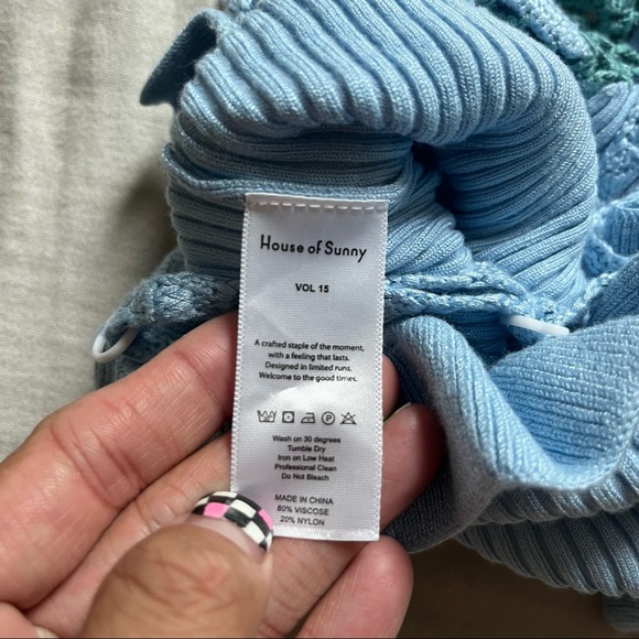 House of Sunny Palma Blue Crochet Knit Ruffle Tank *RARE FIND!!!* - Picture 7 of 8